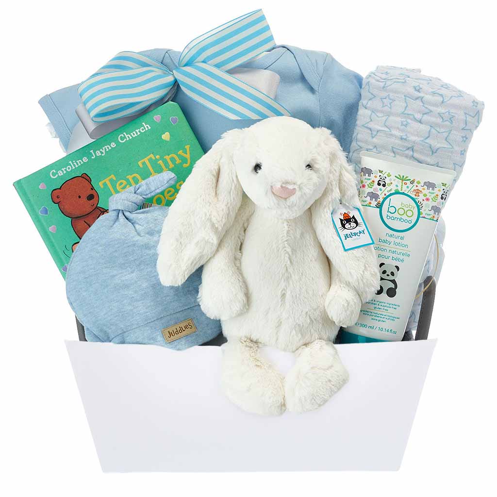 Little Bunny Baby Boy Gift Basket