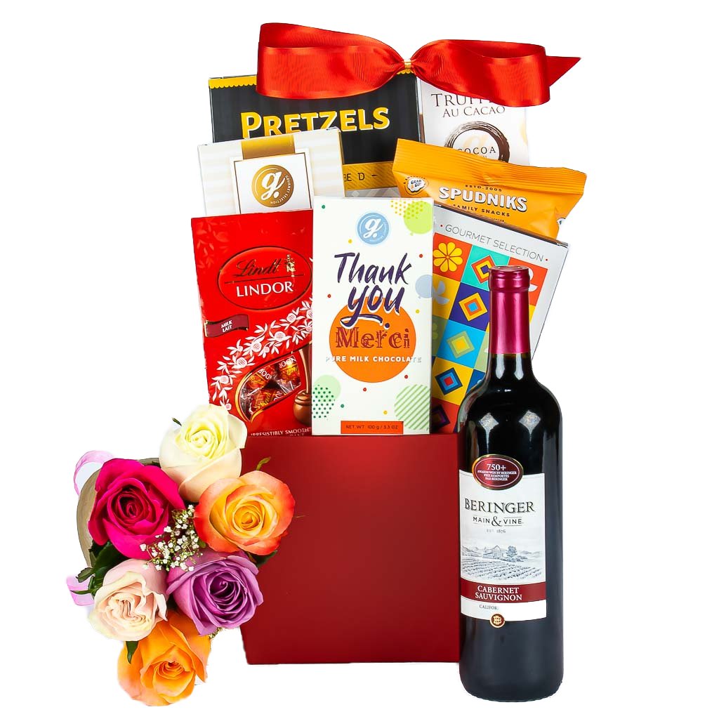 Mothers Day Wine Flower Gift