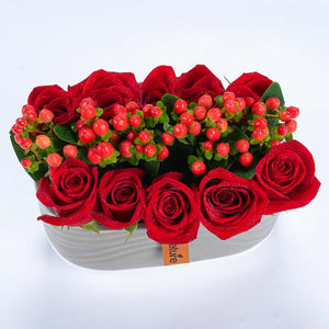 Roses Centerpiece In Vase