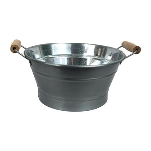 silver metal bucket 