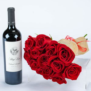 Cabernet Wine With Red Roses